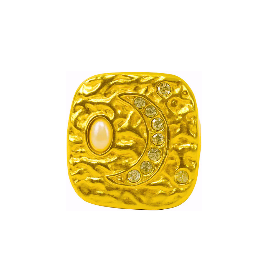 Anillo con Detalle Lunar y Perla